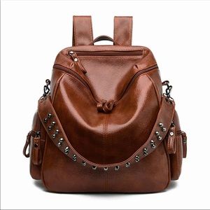 PU Leather Rivet Backpack